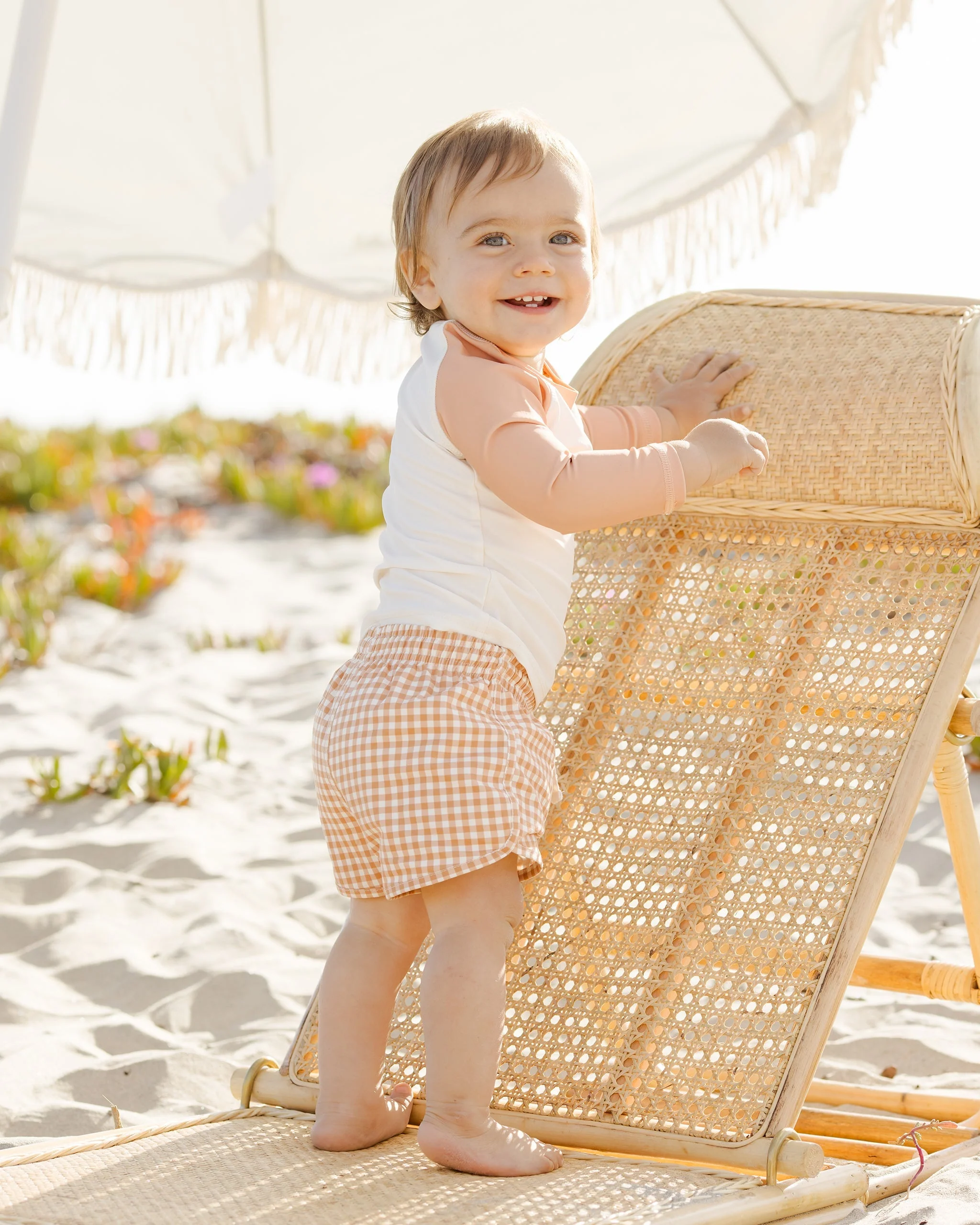 Boys Swim Short || Melon Gingham - Image 3