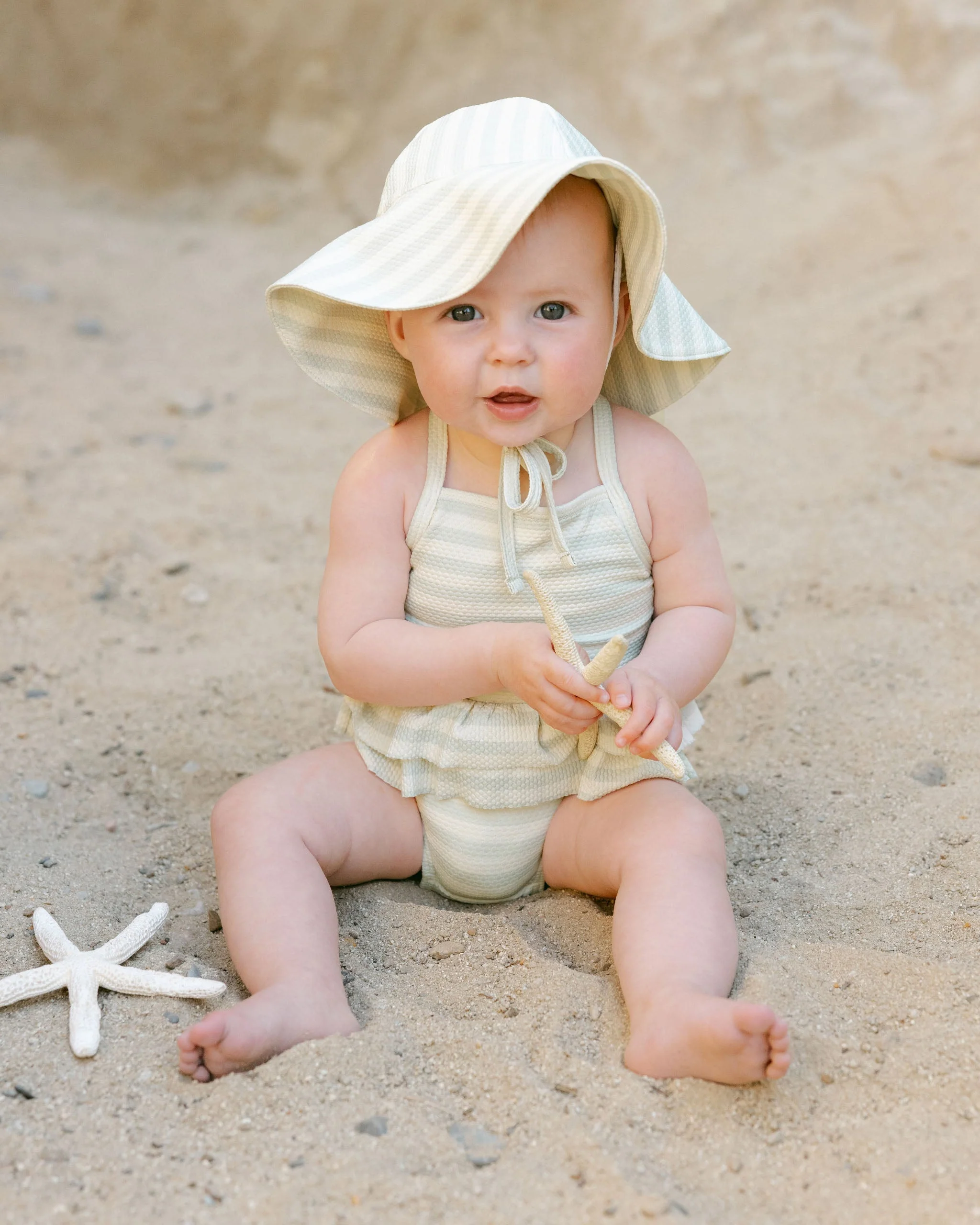 Ruffled One-Piece Swimsuit || Mint Stripe - Image 4